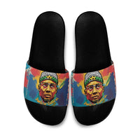 Amilcar Cabral Slide Sandals Armed Activist Quote Raised Fist African Liberation Tribute - Colorful Paint Stroke - Wonder Print Shop