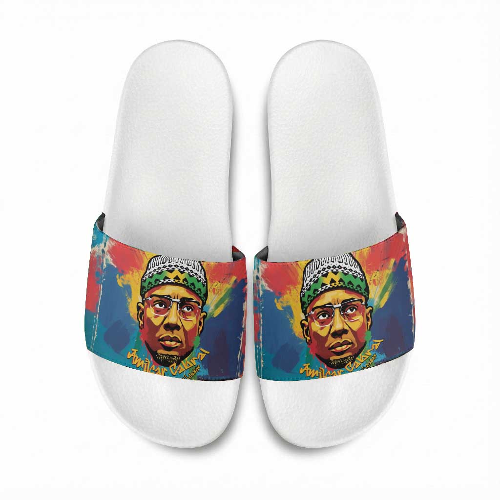 Amilcar Cabral Slide Sandals Armed Activist Quote Raised Fist African Liberation Tribute - Colorful Paint Stroke - Wonder Print Shop
