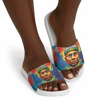 Amilcar Cabral Slide Sandals Armed Activist Quote Raised Fist African Liberation Tribute - Colorful Paint Stroke - Wonder Print Shop
