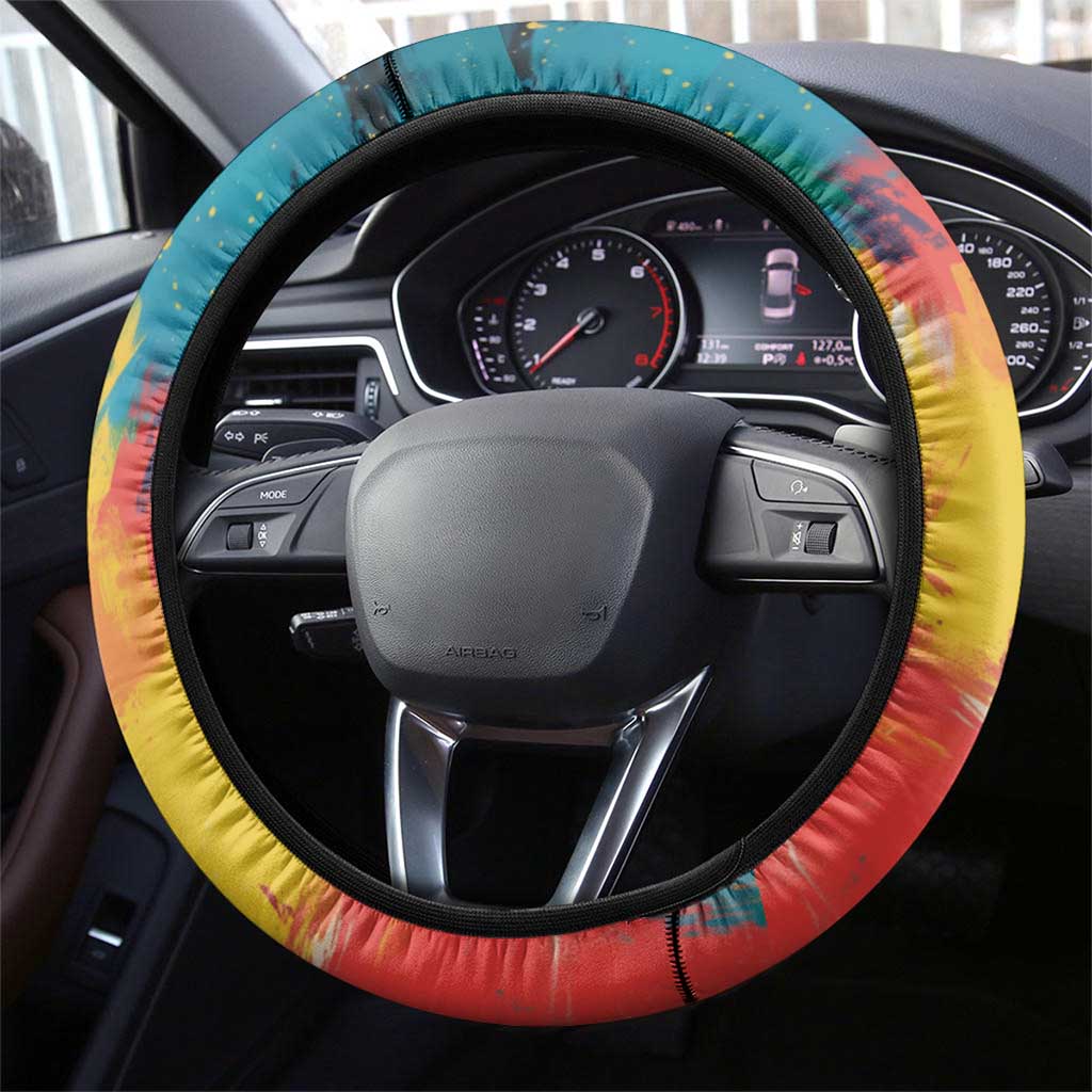 Amilcar Cabral Steering Wheel Cover Armed Activist Quote Raised Fist African Liberation Tribute - Colorful Paint Stroke - Wonder Print Shop
