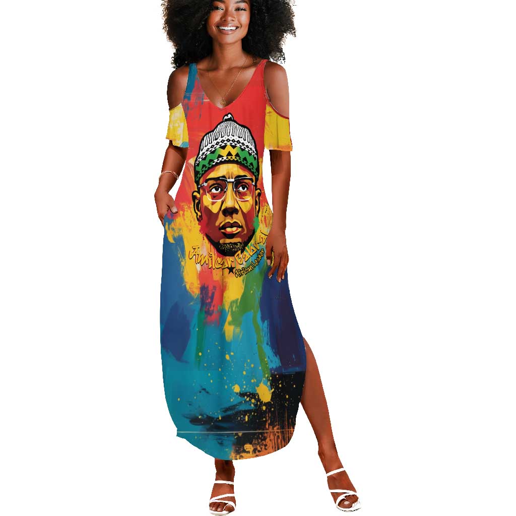 Amilcar Cabral Summer Maxi Dress Armed Activist Quote Raised Fist African Liberation Tribute - Colorful Paint Stroke - Wonder Print Shop