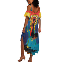 Amilcar Cabral Summer Maxi Dress Armed Activist Quote Raised Fist African Liberation Tribute - Colorful Paint Stroke - Wonder Print Shop