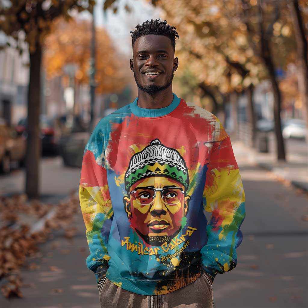 Amilcar Cabral Sweatshirt Armed Activist Quote Raised Fist African Liberation Tribute - Colorful Paint Stroke - Wonder Print Shop