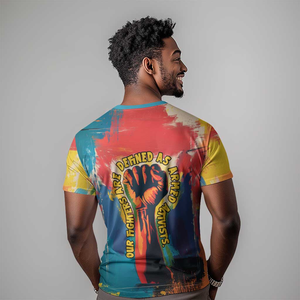 Amilcar Cabral T shirt Armed Activist Quote Raised Fist African Liberation Tribute - Colorful Paint Stroke - Wonder Print Shop