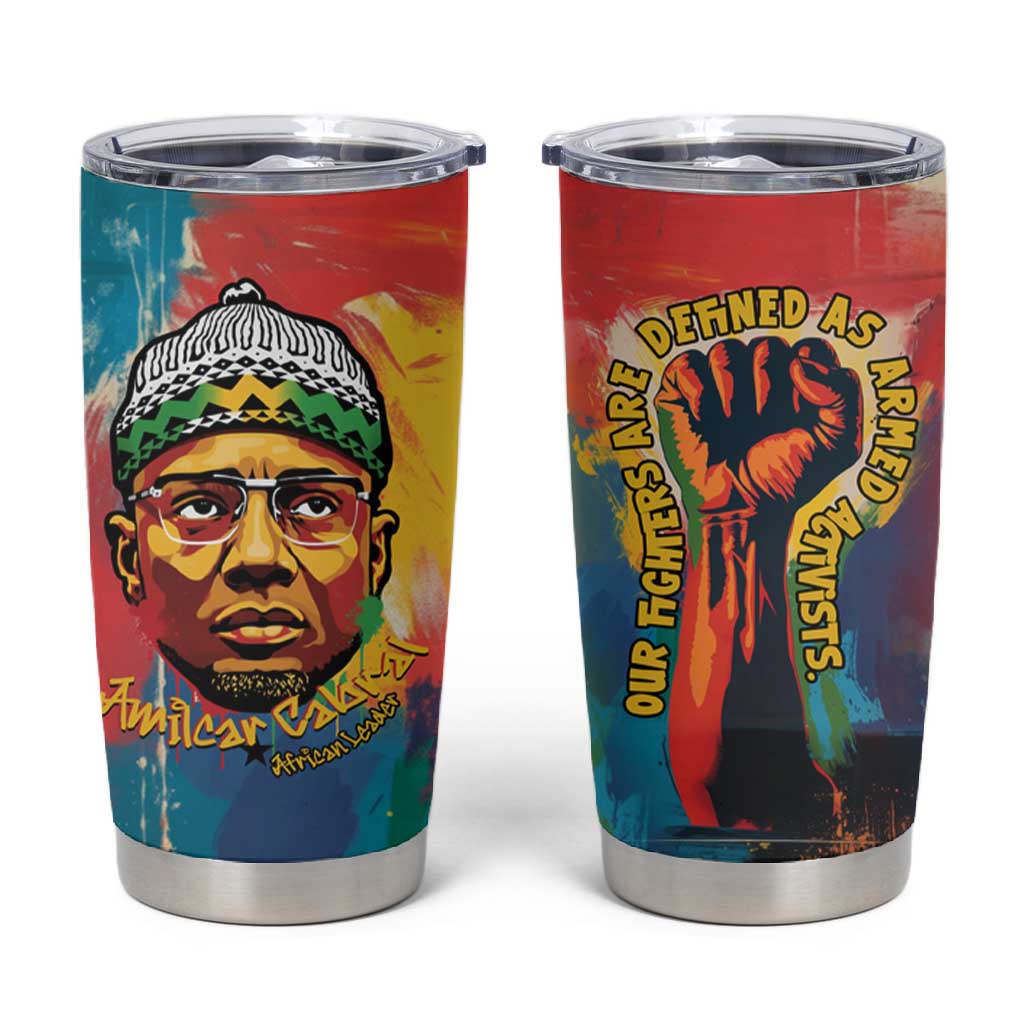 Amilcar Cabral Tumbler Cup Armed Activist Quote Raised Fist African Liberation Tribute - Colorful Paint Stroke - Wonder Print Shop