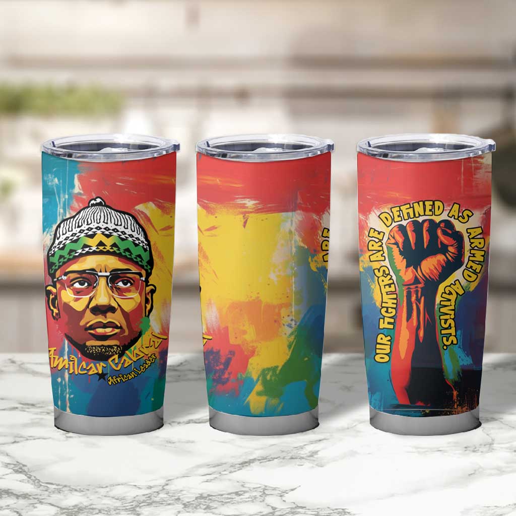 Amilcar Cabral Tumbler Cup Armed Activist Quote Raised Fist African Liberation Tribute - Colorful Paint Stroke - Wonder Print Shop