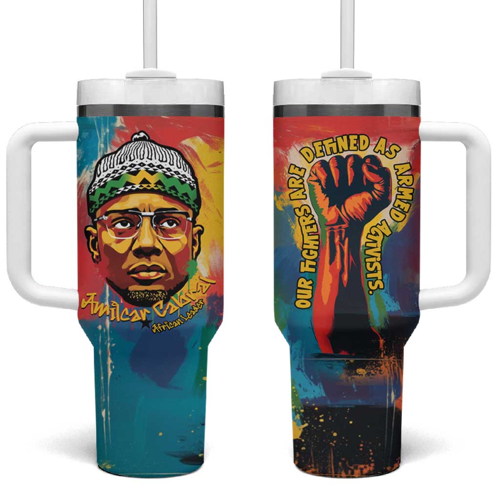 Amilcar Cabral Tumbler With Handle Armed Activist Quote Raised Fist African Liberation Tribute - Colorful Paint Stroke - Wonder Print Shop