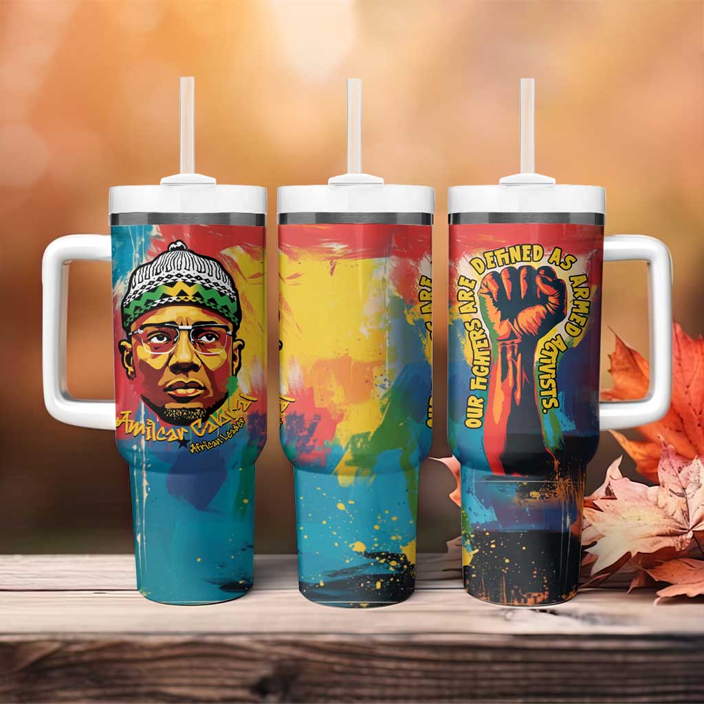 Amilcar Cabral Tumbler With Handle Armed Activist Quote Raised Fist African Liberation Tribute - Colorful Paint Stroke - Wonder Print Shop