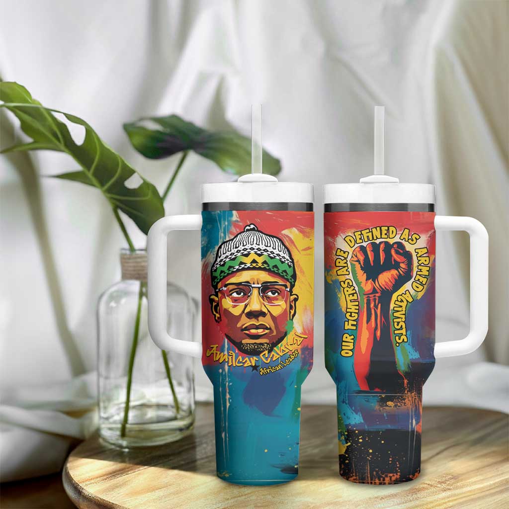 Amilcar Cabral Tumbler With Handle Armed Activist Quote Raised Fist African Liberation Tribute - Colorful Paint Stroke - Wonder Print Shop