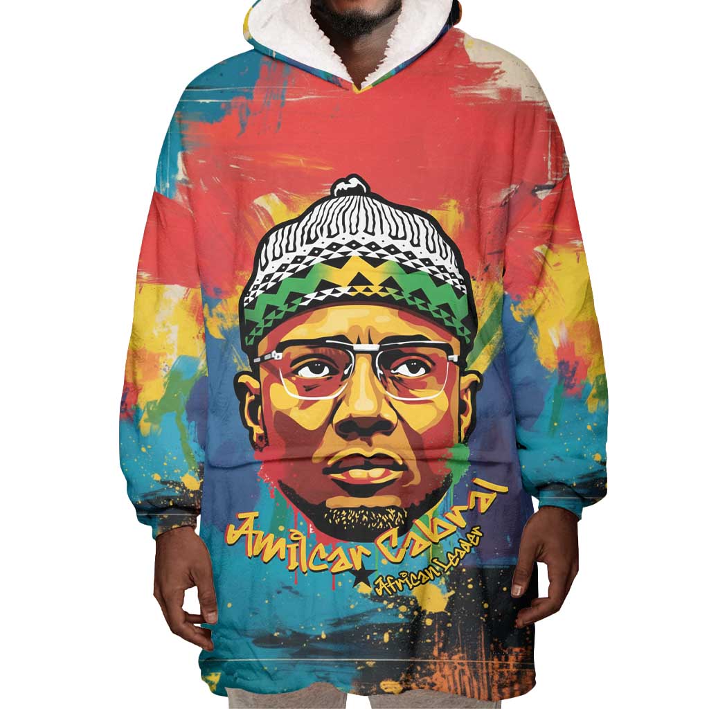 Amilcar Cabral Wearable Blanket Hoodie Armed Activist Quote Raised Fist African Liberation Tribute - Colorful Paint Stroke - Wonder Print Shop
