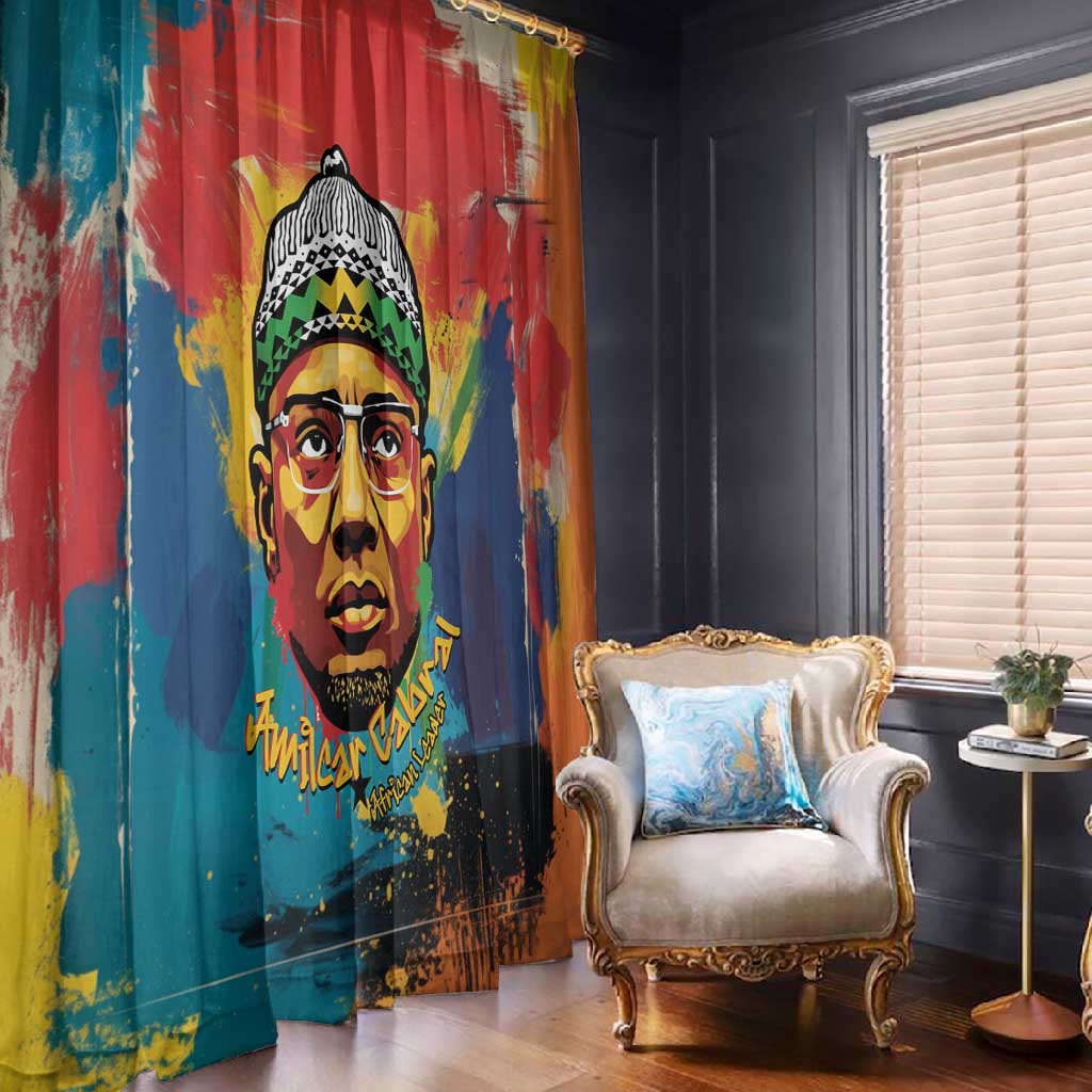 Amilcar Cabral Window Curtain Armed Activist Quote Raised Fist African Liberation Tribute - Colorful Paint Stroke - Wonder Print Shop