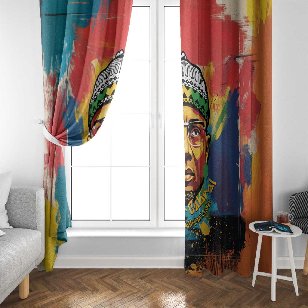 Amilcar Cabral Window Curtain Armed Activist Quote Raised Fist African Liberation Tribute - Colorful Paint Stroke - Wonder Print Shop