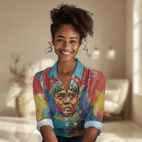 Amilcar Cabral Women Casual Shirt Armed Activist Quote Raised Fist African Liberation Tribute - Colorful Paint Stroke - Wonder Print Shop