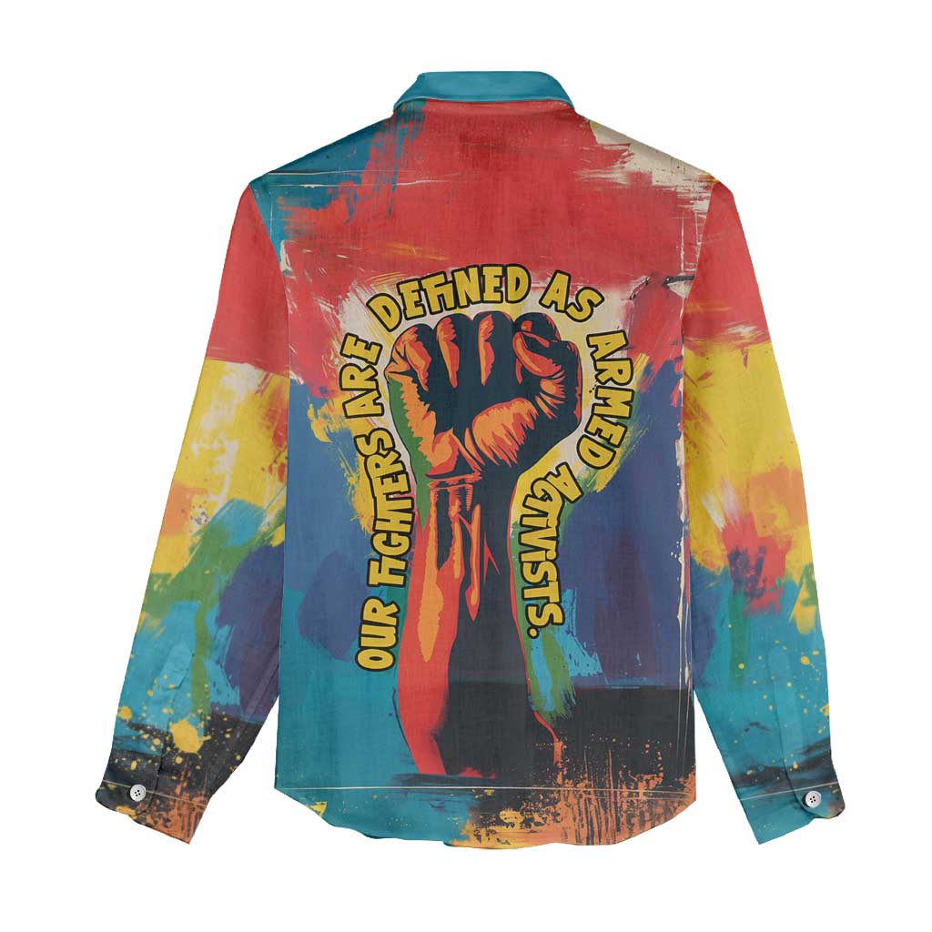 Amilcar Cabral Women Casual Shirt Armed Activist Quote Raised Fist African Liberation Tribute - Colorful Paint Stroke - Wonder Print Shop