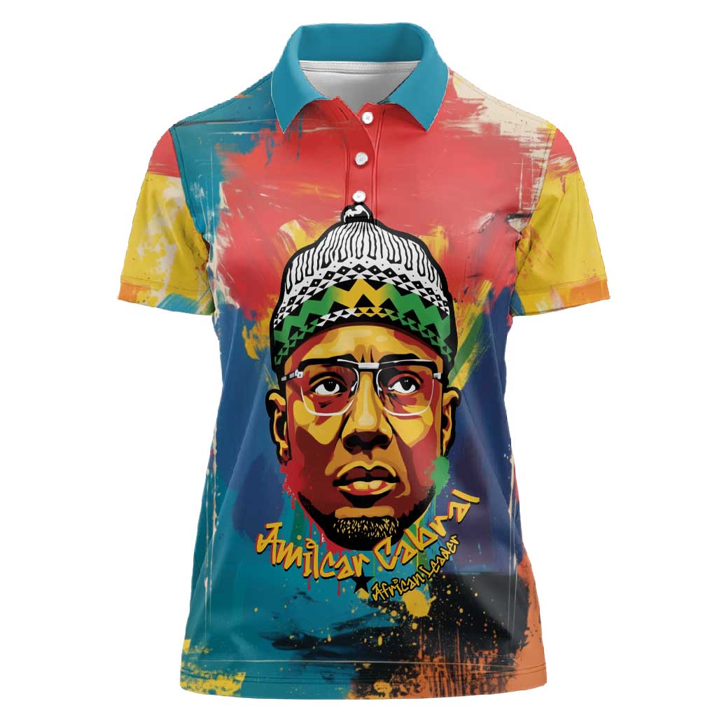 Amilcar Cabral Women Polo Shirt Armed Activist Quote Raised Fist African Liberation Tribute - Colorful Paint Stroke - Wonder Print Shop