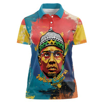 Amilcar Cabral Women Polo Shirt Armed Activist Quote Raised Fist African Liberation Tribute - Colorful Paint Stroke - Wonder Print Shop