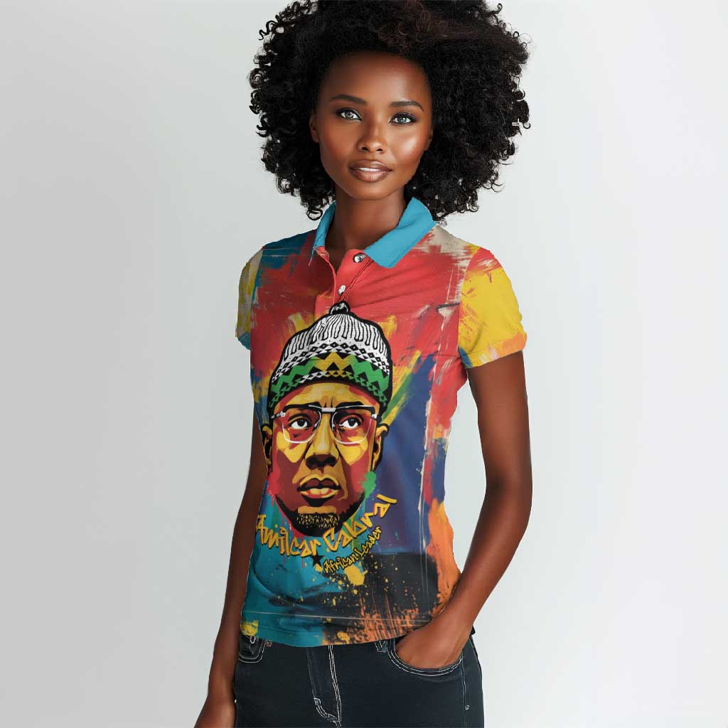 Amilcar Cabral Women Polo Shirt Armed Activist Quote Raised Fist African Liberation Tribute - Colorful Paint Stroke - Wonder Print Shop