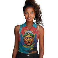 Amilcar Cabral Women Sleeveless Polo Shirt Armed Activist Quote Raised Fist African Liberation Tribute - Colorful Paint Stroke - Wonder Print Shop
