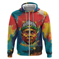 Amilcar Cabral Zip Hoodie Armed Activist Quote Raised Fist African Liberation Tribute - Colorful Paint Stroke - Wonder Print Shop