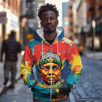 Amilcar Cabral Zip Hoodie Armed Activist Quote Raised Fist African Liberation Tribute - Colorful Paint Stroke - Wonder Print Shop
