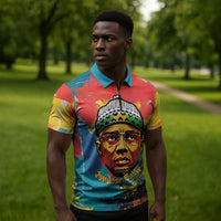 Amilcar Cabral Zipper Polo Shirt Armed Activist Quote Raised Fist African Liberation Tribute - Colorful Paint Stroke - Wonder Print Shop