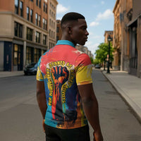 Amilcar Cabral Zipper Polo Shirt Armed Activist Quote Raised Fist African Liberation Tribute - Colorful Paint Stroke - Wonder Print Shop