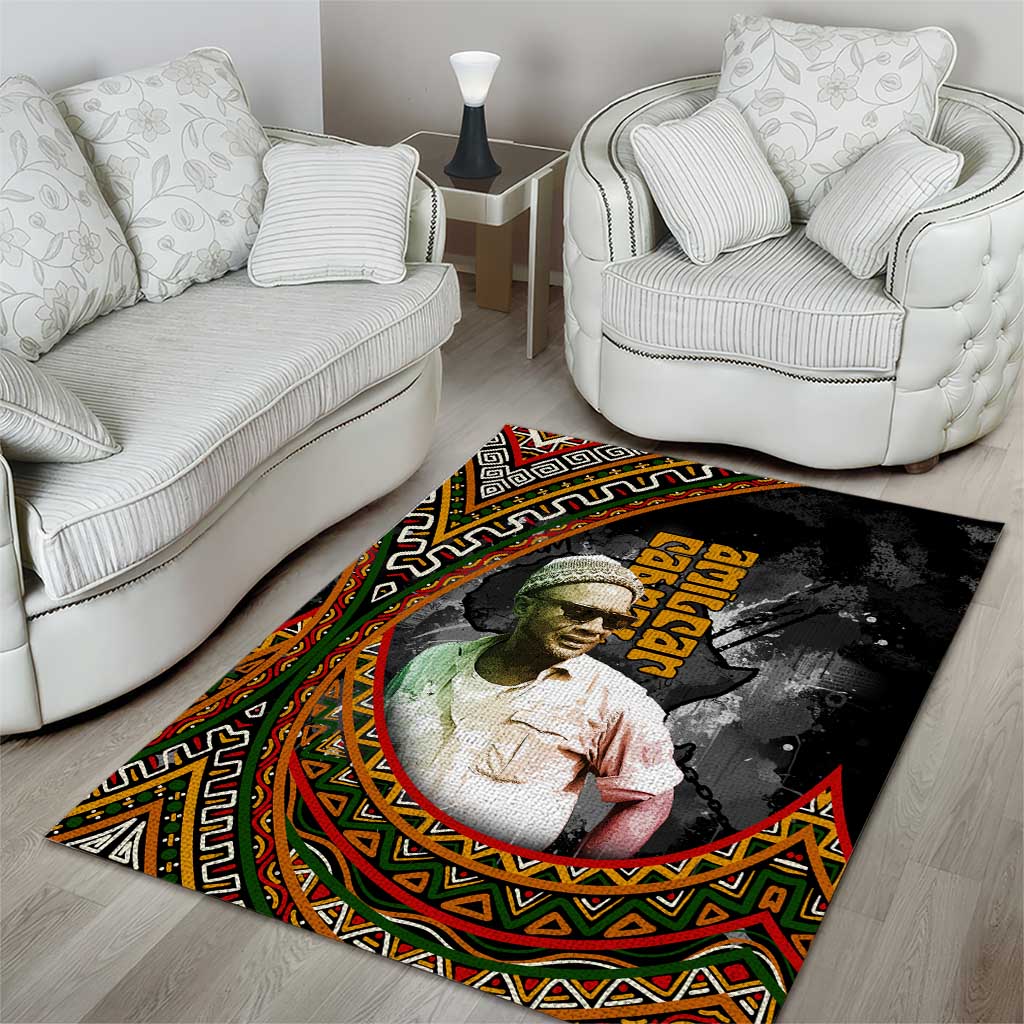 Amilcar Cabral Area Rug African Map with Chains Freedom Theme Revolutionary Liberation Tribute - Wonder Print Shop