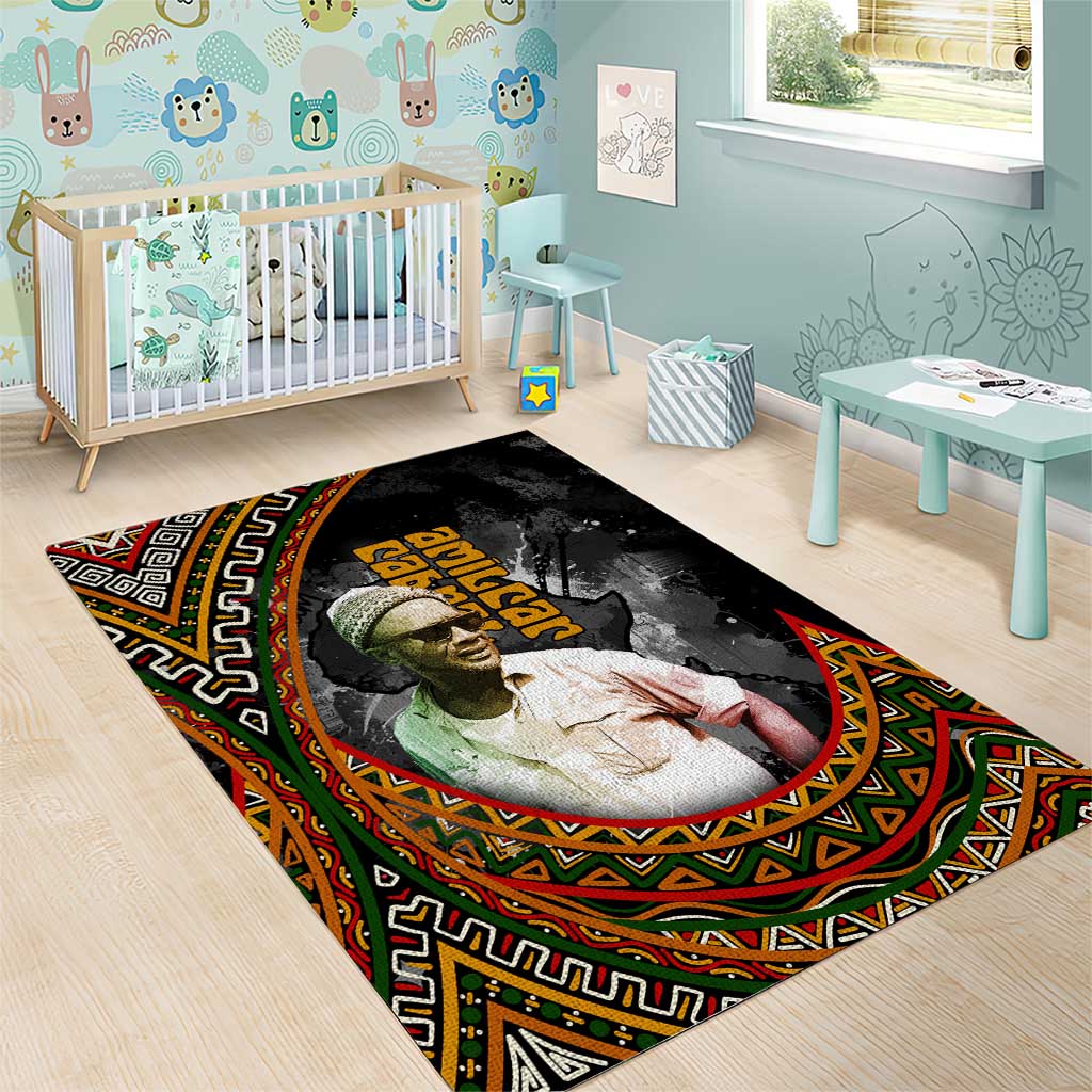 Amilcar Cabral Area Rug African Map with Chains Freedom Theme Revolutionary Liberation Tribute - Wonder Print Shop