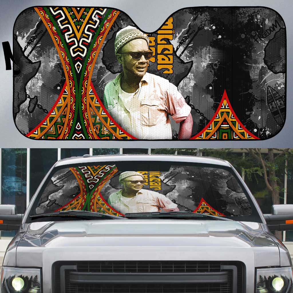 Amilcar Cabral Auto Sun Shade African Map with Chains Freedom Theme Revolutionary Liberation Tribute - Wonder Print Shop