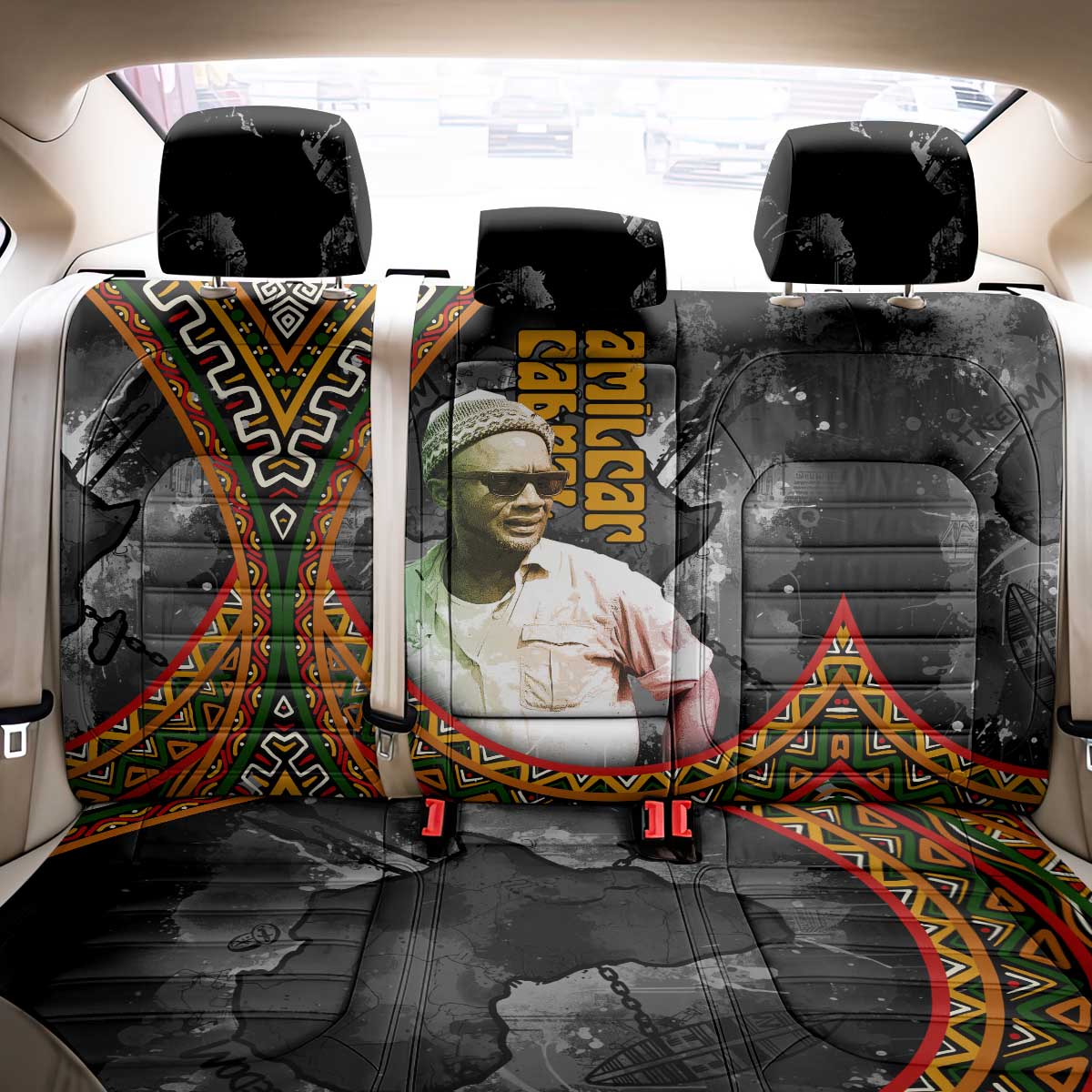 Amilcar Cabral Back Car Seat Cover African Map with Chains Freedom Theme Revolutionary Liberation Tribute - Wonder Print Shop