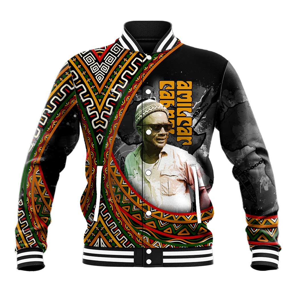 Amilcar Cabral Baseball Jacket African Map with Chains Freedom Theme Revolutionary Liberation Tribute - Wonder Print Shop