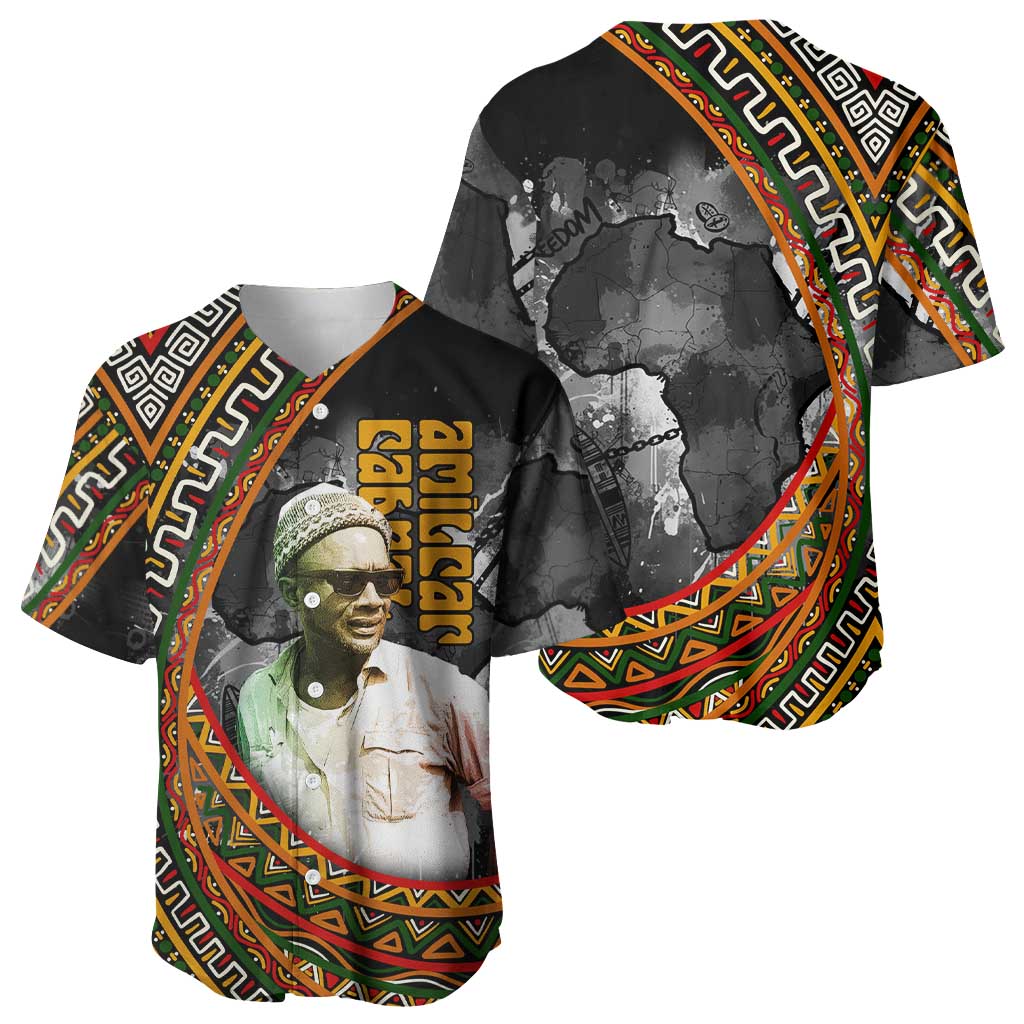 Amilcar Cabral Baseball Jersey African Map with Chains Freedom Theme Revolutionary Liberation Tribute - Wonder Print Shop