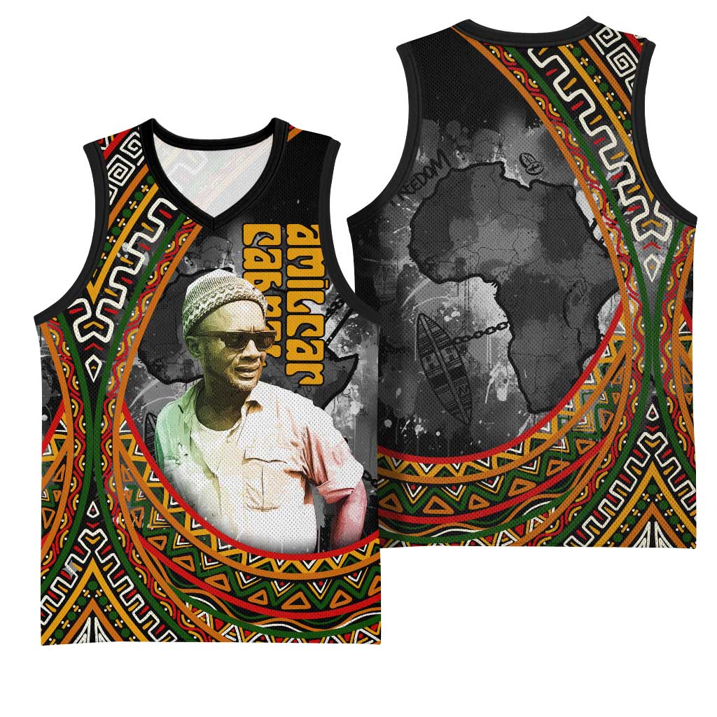 Amilcar Cabral Basketball Jersey African Map with Chains Freedom Theme Revolutionary Liberation Tribute - Wonder Print Shop