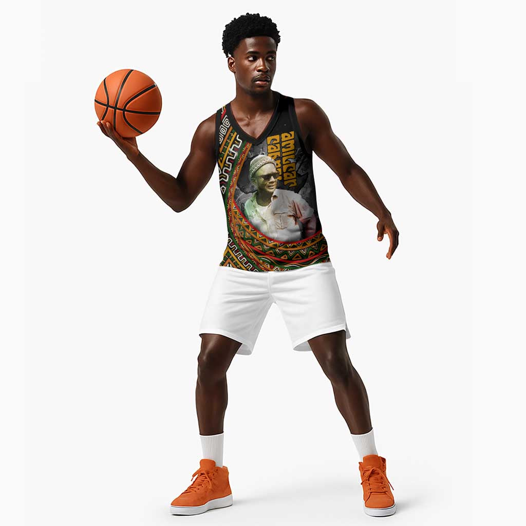 Amilcar Cabral Basketball Jersey African Map with Chains Freedom Theme Revolutionary Liberation Tribute - Wonder Print Shop