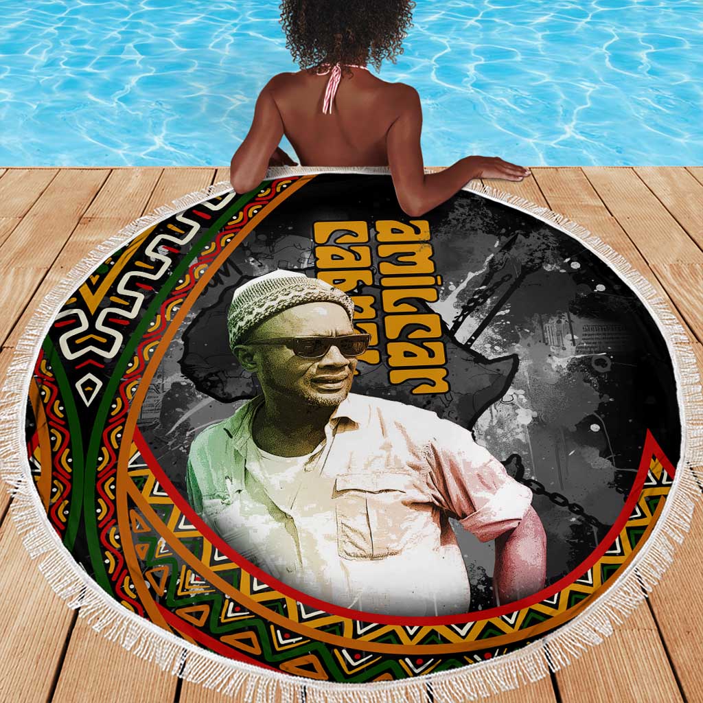 Amilcar Cabral Beach Blanket African Map with Chains Freedom Theme Revolutionary Liberation Tribute - Wonder Print Shop