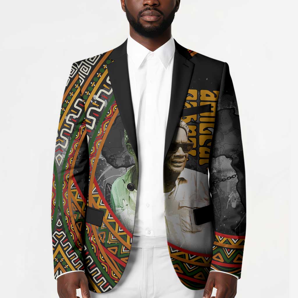 Amilcar Cabral Blazer African Map with Chains Freedom Theme Revolutionary Liberation Tribute - Wonder Print Shop