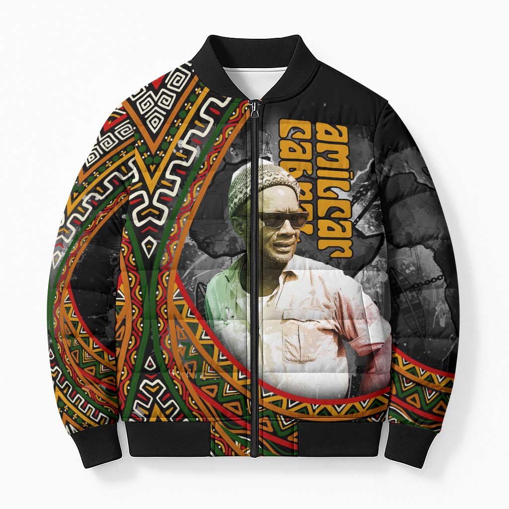 Amilcar Cabral Bomber Puffer Jacket African Map with Chains Freedom Theme Revolutionary Liberation Tribute - Wonder Print Shop