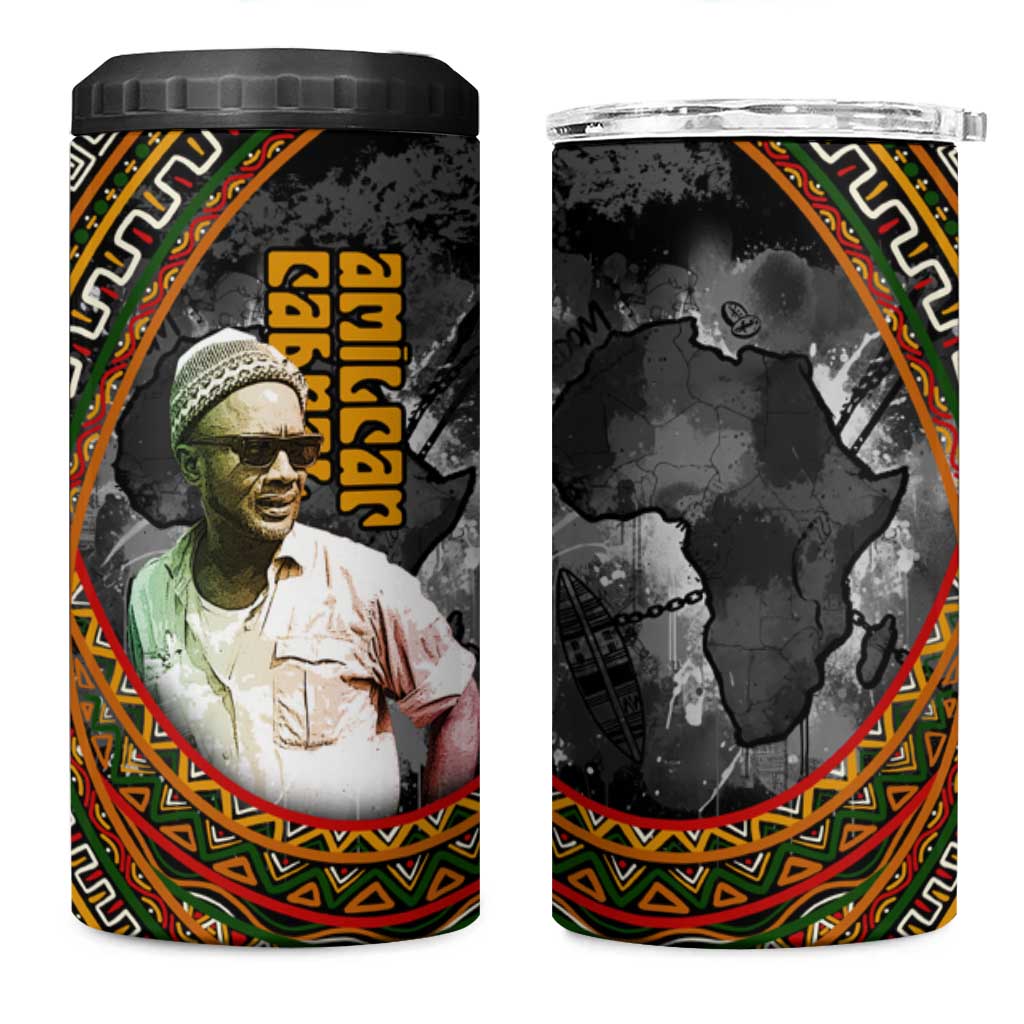 Amilcar Cabral 4 in 1 Can Cooler Tumbler African Map with Chains Freedom Theme Revolutionary Liberation Tribute - Wonder Print Shop