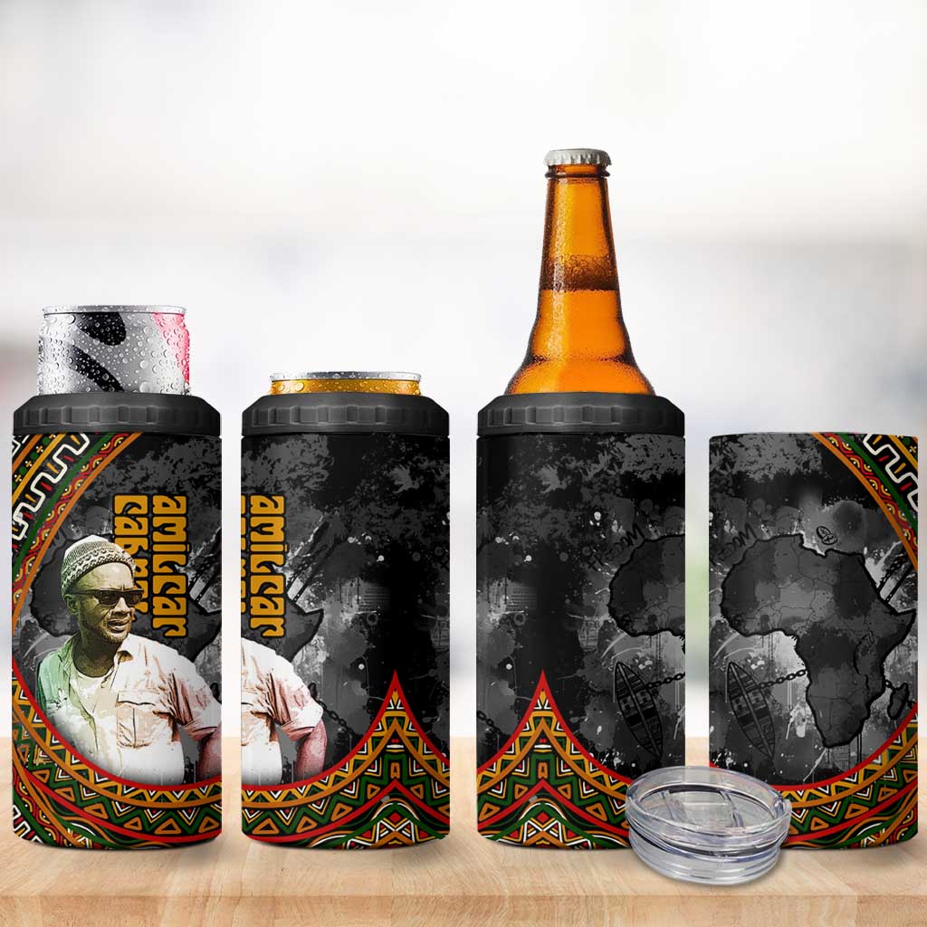 Amilcar Cabral 4 in 1 Can Cooler Tumbler African Map with Chains Freedom Theme Revolutionary Liberation Tribute - Wonder Print Shop
