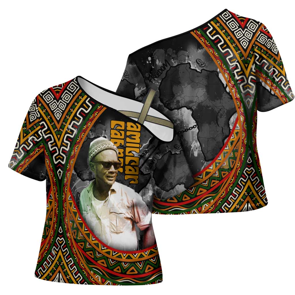 Amilcar Cabral Cross Shoulder Shirt African Map with Chains Freedom Theme Revolutionary Liberation Tribute - Wonder Print Shop