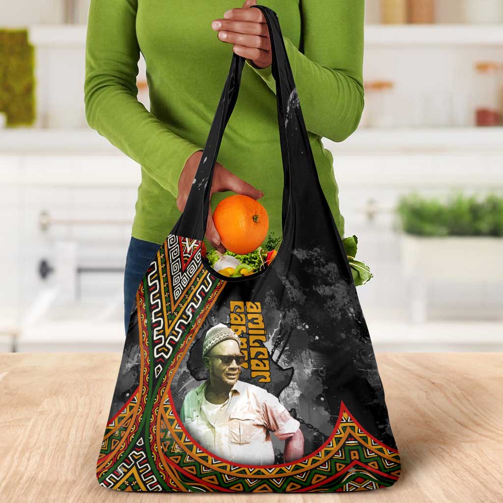 Amilcar Cabral Grocery Bag African Map with Chains Freedom Theme Revolutionary Liberation Tribute - Wonder Print Shop