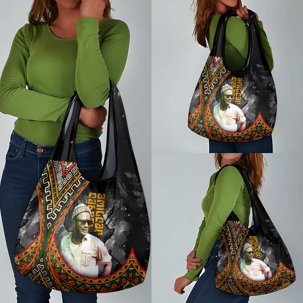 Amilcar Cabral Grocery Bag African Map with Chains Freedom Theme Revolutionary Liberation Tribute - Wonder Print Shop