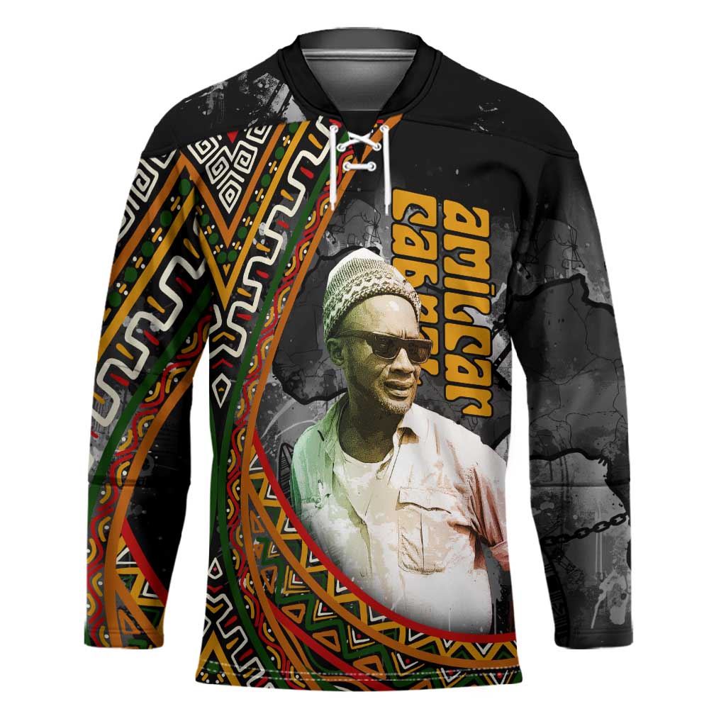 Amilcar Cabral Hockey Jersey African Map with Chains Freedom Theme Revolutionary Liberation Tribute - Wonder Print Shop