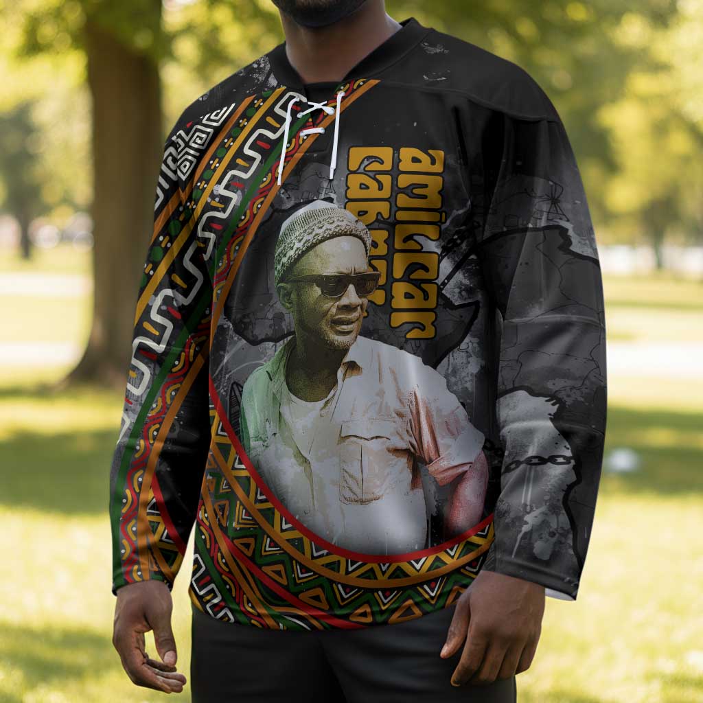 Amilcar Cabral Hockey Jersey African Map with Chains Freedom Theme Revolutionary Liberation Tribute - Wonder Print Shop