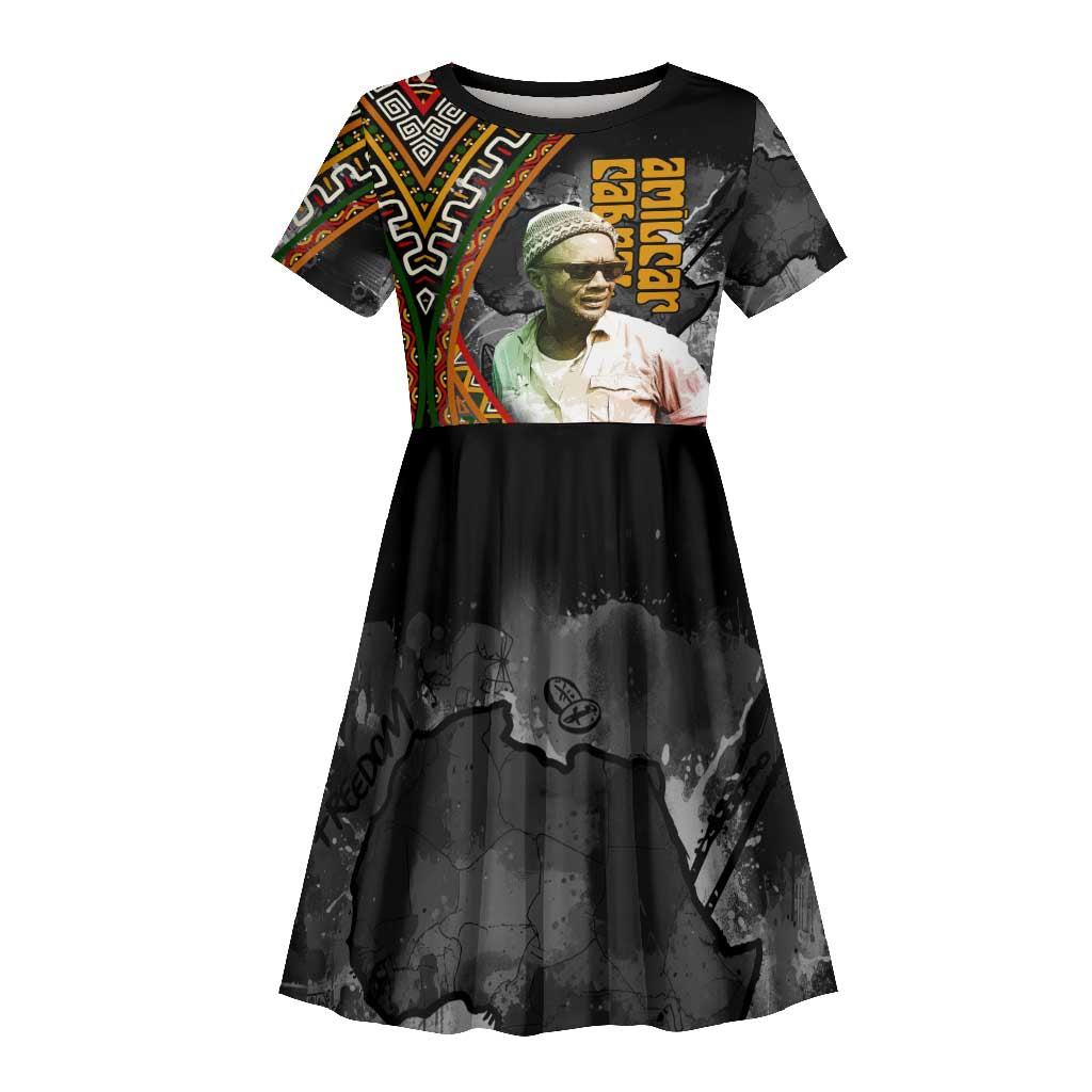 Amilcar Cabral Kid Short Sleeve Dress African Map with Chains Freedom Theme Revolutionary Liberation Tribute - Wonder Print Shop