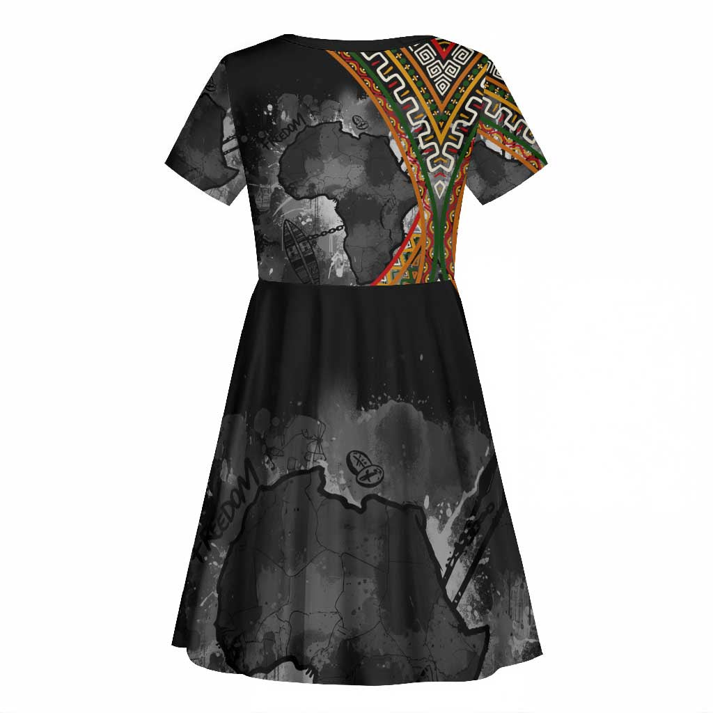 Amilcar Cabral Kid Short Sleeve Dress African Map with Chains Freedom Theme Revolutionary Liberation Tribute - Wonder Print Shop