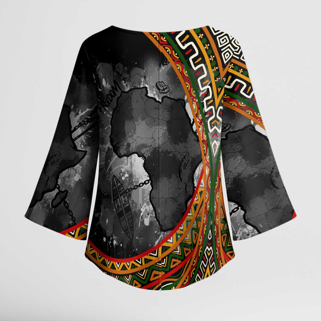 Amilcar Cabral Kimono Sleeve Blouse African Map with Chains Freedom Theme Revolutionary Liberation Tribute - Wonder Print Shop