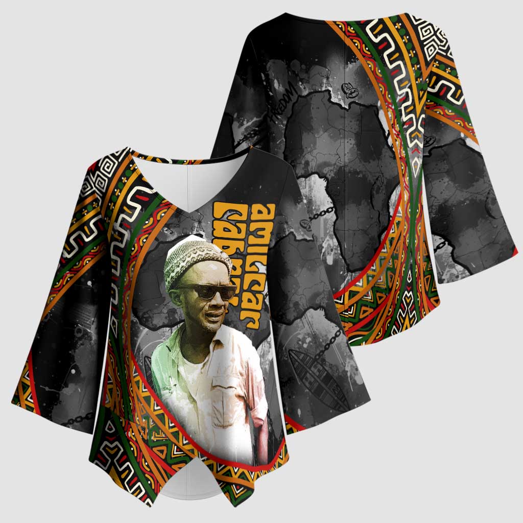 Amilcar Cabral Kimono Sleeve Blouse African Map with Chains Freedom Theme Revolutionary Liberation Tribute - Wonder Print Shop