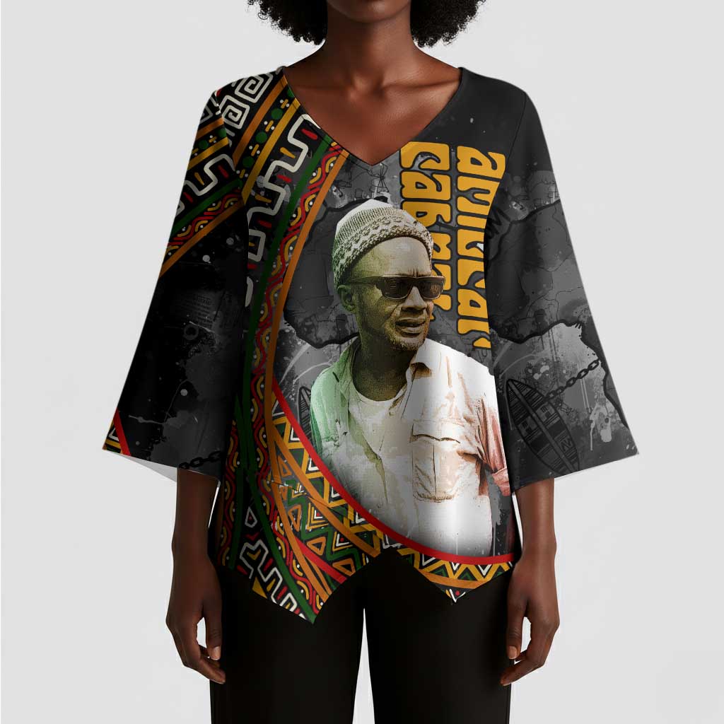 Amilcar Cabral Kimono Sleeve Blouse African Map with Chains Freedom Theme Revolutionary Liberation Tribute - Wonder Print Shop