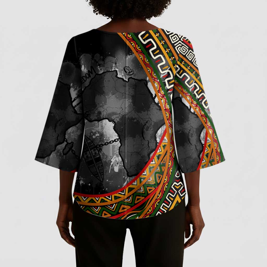 Amilcar Cabral Kimono Sleeve Blouse African Map with Chains Freedom Theme Revolutionary Liberation Tribute - Wonder Print Shop